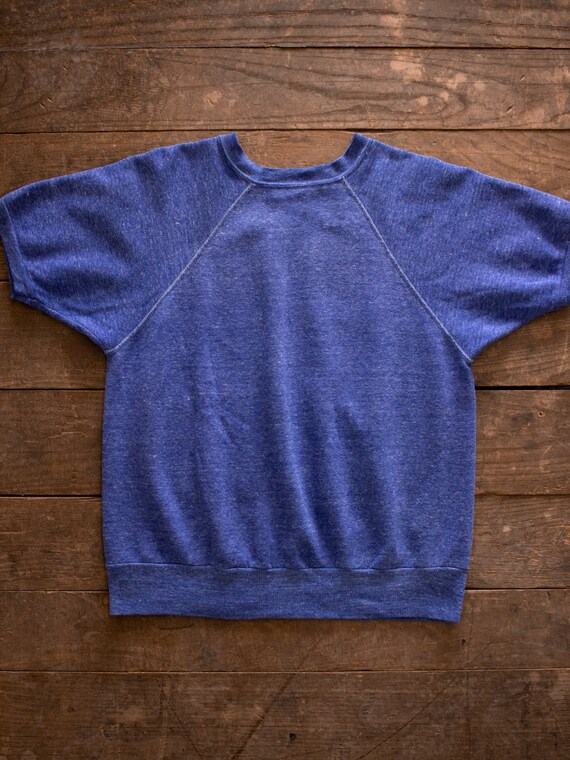 Blue Short Sleeve Sweatshirt | 60s 70s Sweater | D