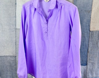 Vintage 1970s Purple Polyester Popover Blouse