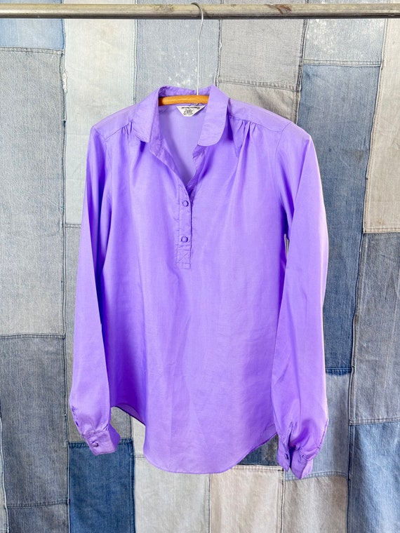 Vintage 1970s Purple Polyester Popover Blouse