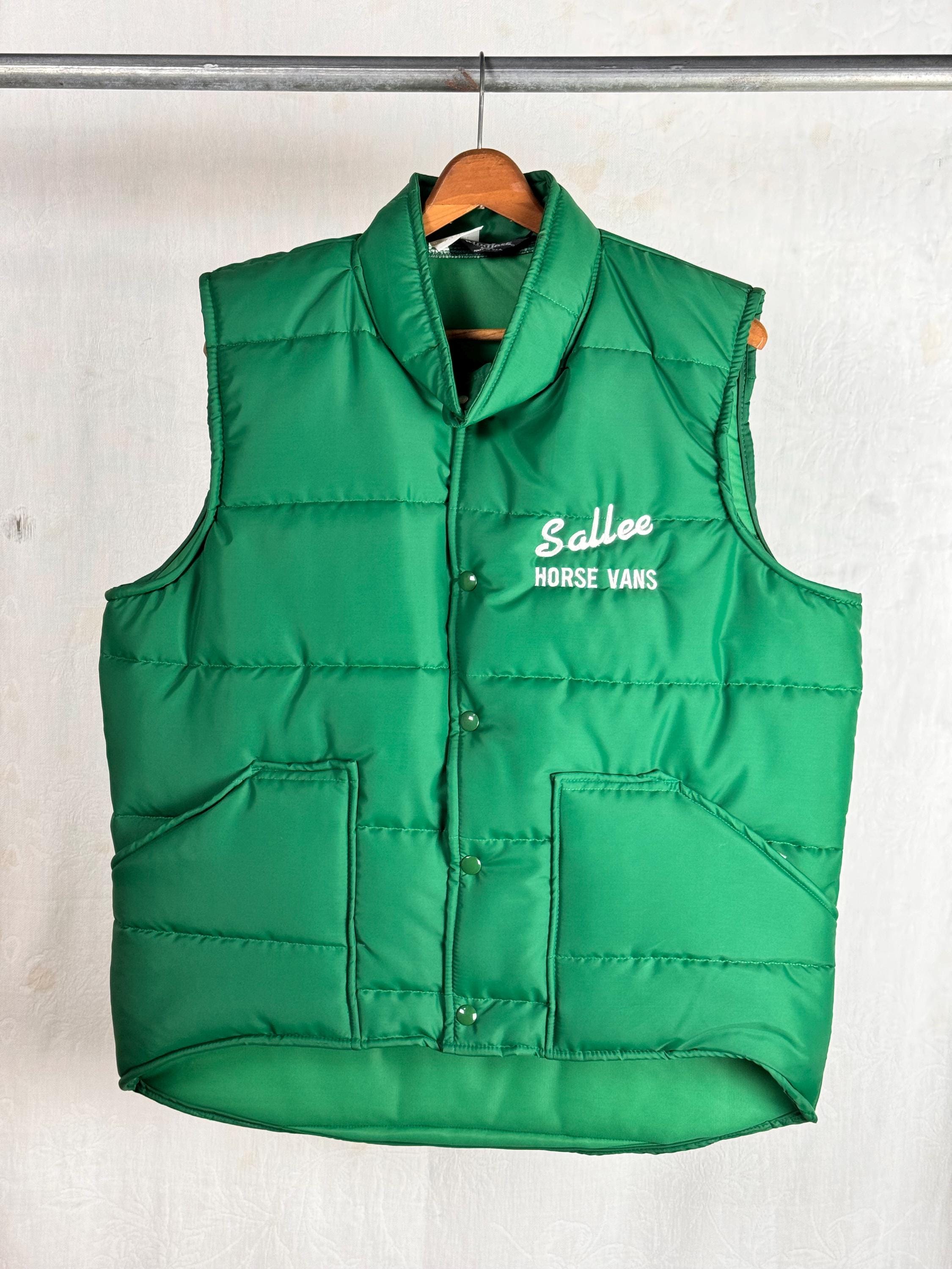 Vintage 1970s 80s Horse Van Quilted Nylon Vest large