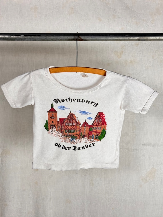 Vintage 1970s Rothenburg Germany Graphic Kids T Shirt