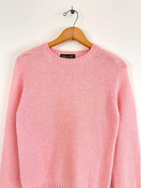 Vintage 1980s Shetland Wool Pink Crewneck Pullover Sweater | small medium