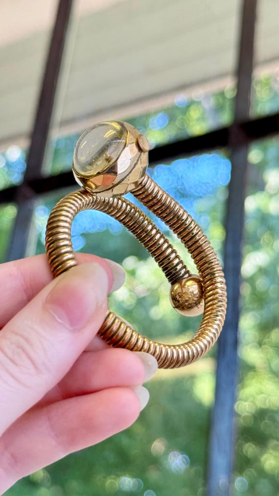 Vintage 1950s Empire Watch Coiled Gold Filled Wrap Bracelet
