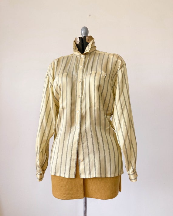 Vintage 1980s Escada Striped Silk Blouse - image 3