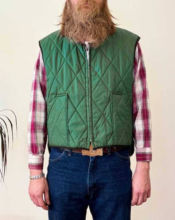 Vintage 1970s Lee Outerwear Quilted Nylon Insulated Vest | large xlarge