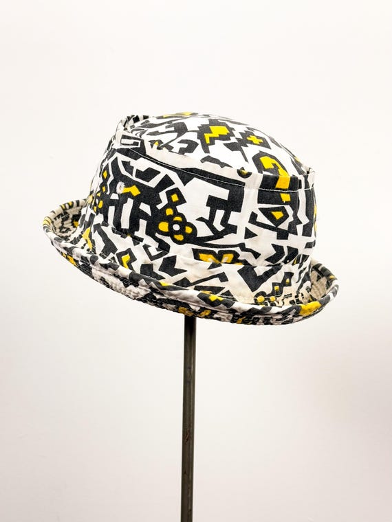 Vintage 1960s Island Surf Print Roll-up Bucket Hat