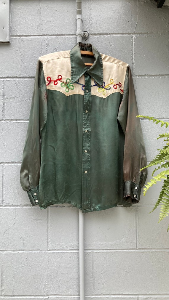 1950s 60s Silk Pearl Snap Western Shirt - Etsy