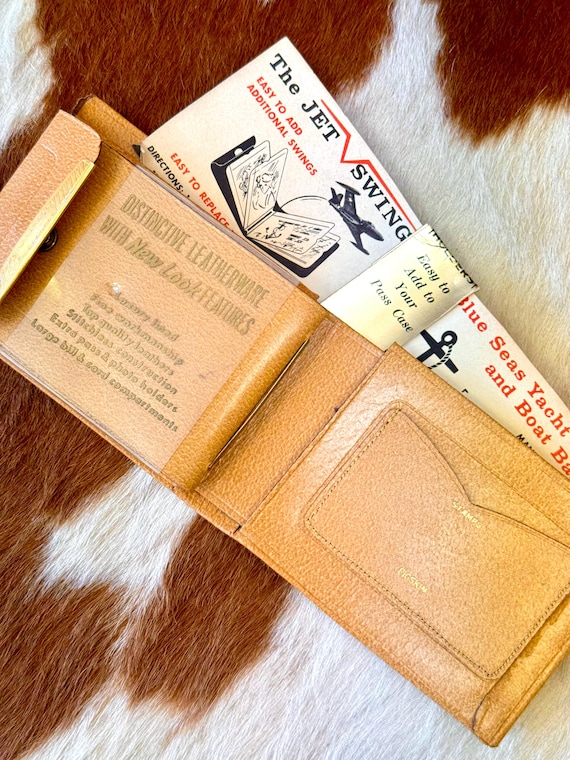 Vintage 1960s Pigskin Mustard Leather Bifold Wallet