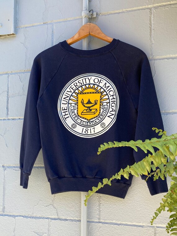 1970s University of Michigan Blue Raglan Sweatshir