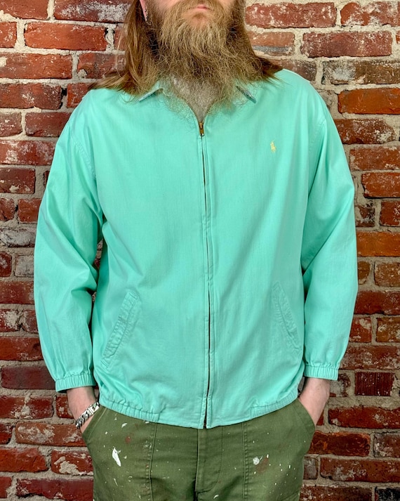Vintage 1980s Ralph Lauren Polo Bi Swing Jacket Turquoise Twill USA | medium large