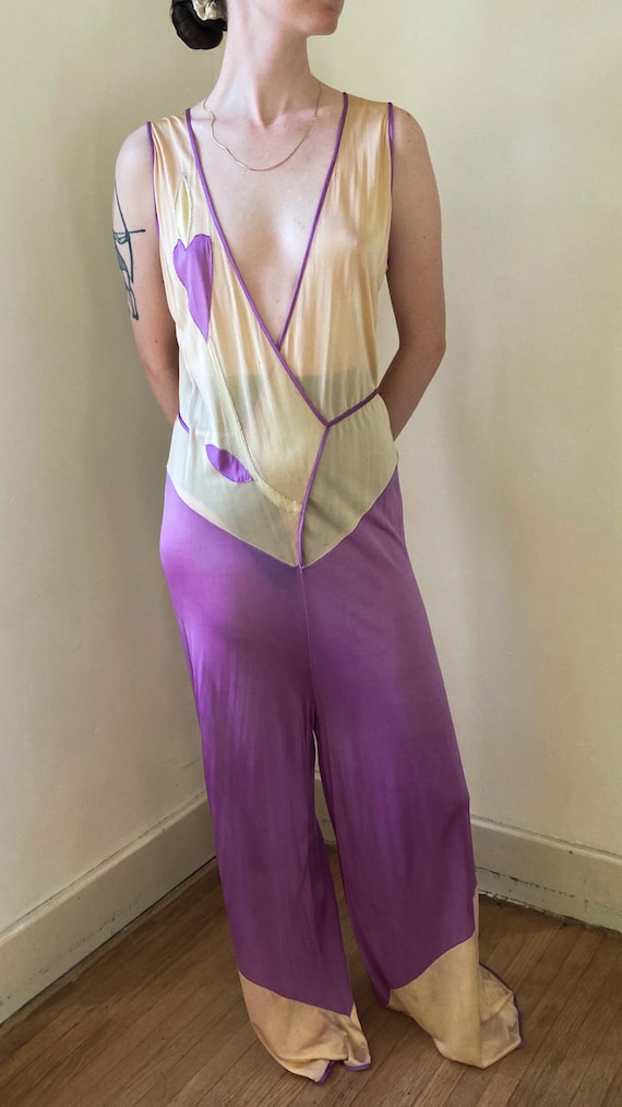 Antique Beach Pajamas | 30s 40s Rayon Loungewear … - image 10