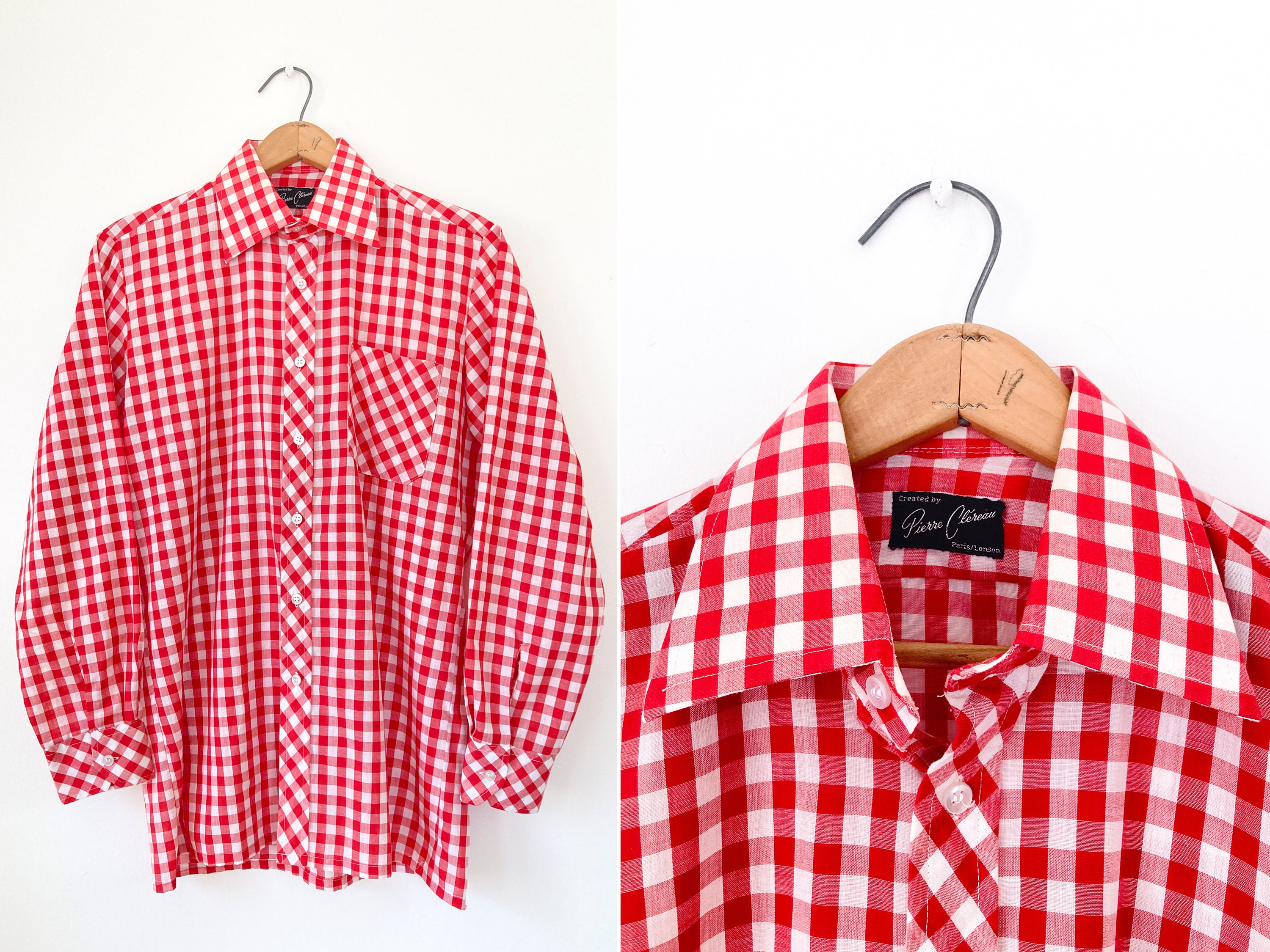 Chemise Pierre Clereau Chemise vichy rouge des ann es 60 Chemise