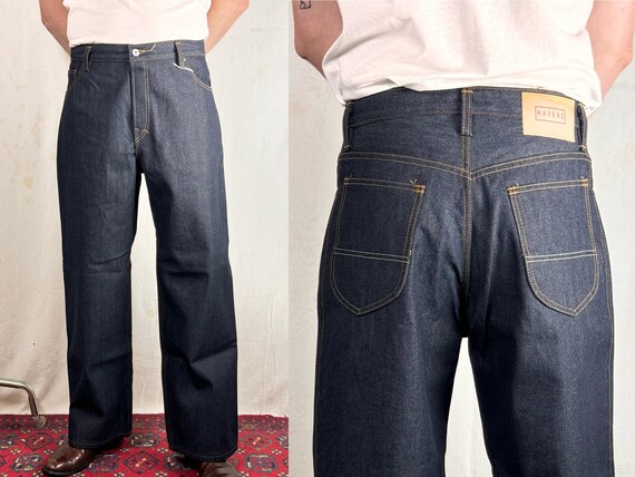 Handmade Rigid Denim Ultra Wide Leg High Rise Jeans by Havens Denim Jeans