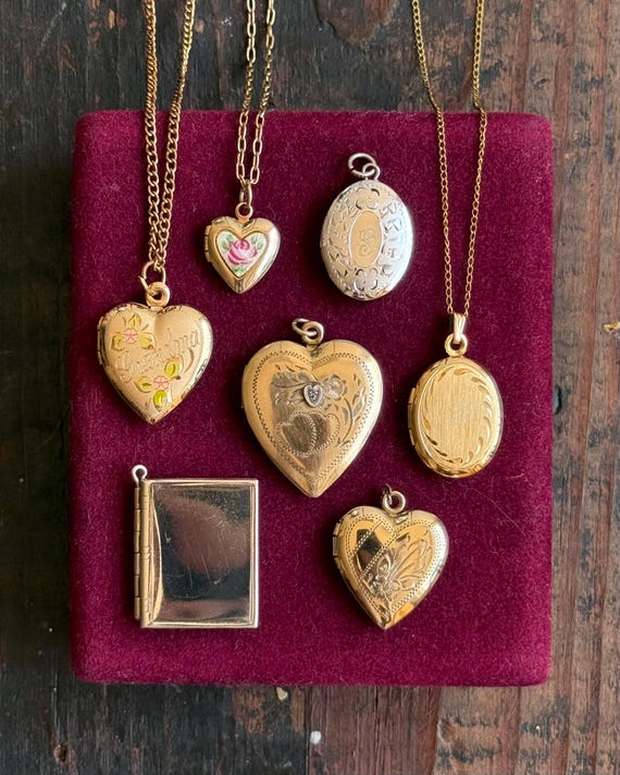 Vintage Gold Filled Sterling Silver Sweetheart Locket Necklace Pendant | pick one