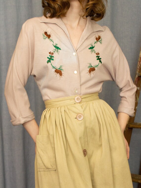 Embroidered Cardigan | Vintage Novelty Sweater | E