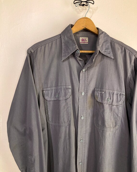 Vintage 1950s Big Buck Sanforized Long Sleeve Twill Work Shirt