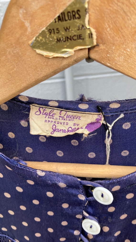 1940年代 シルクポルカドットパープルドレス - Etsy 日本