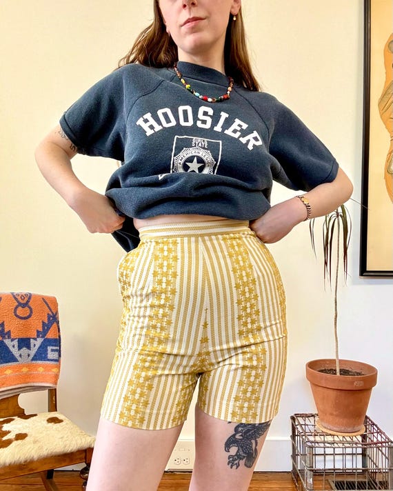 Vintage 1960s Star Stripe Side Zip Woven Shorts