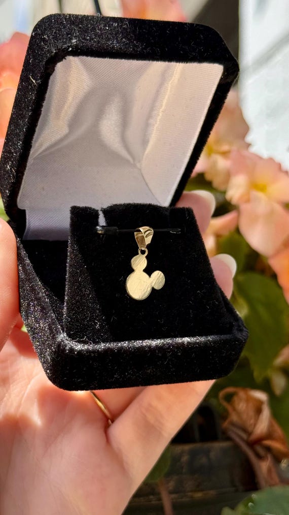 Vintage 10k Gold Flat Mickey Ears Silhouette Disney Charm Pendant