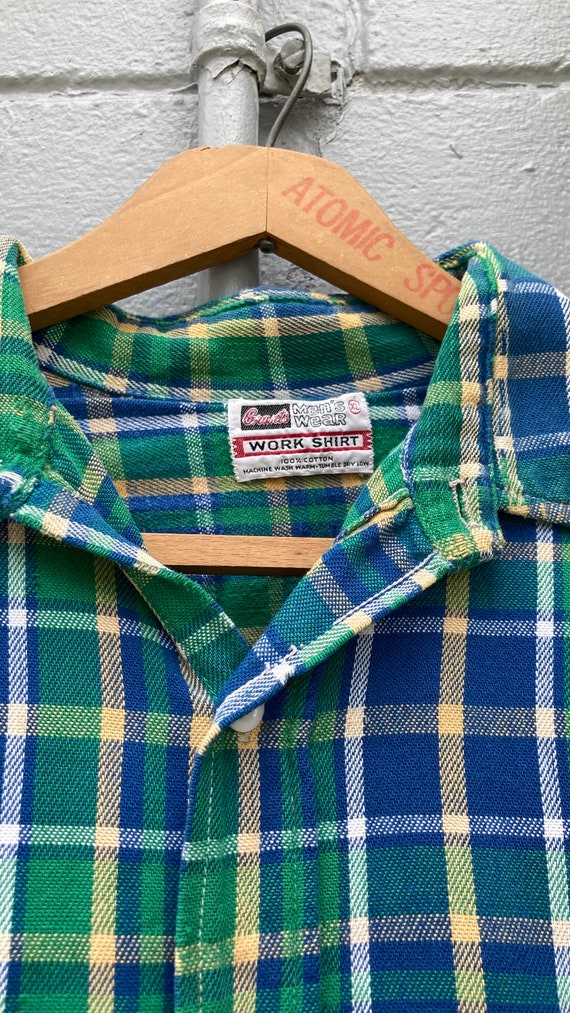 1970s 80s Grants Cotton Flannel Work Shirt - image 3
