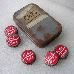 Fallout  4 Cap Stash Box Tin with 5 caps       Gift  Display  Prop  Cosplay