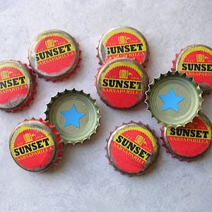 New Vegas Sunset Sarsaparilla Bottle Caps  Weathered set of 10