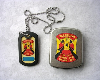 Fallout  New Vegas  1st Recon  Holotag Dog Tag  in Mini Tin  Stash Box  Gift   Prop  Cosplay