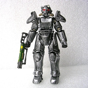 Fallout  T-45   Power Armor with Laser Rifle  Custom  Painted  4 inch  Action Figure