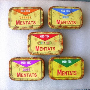 Fallout  Mentats Tin Stash Box  Party Time  Grape  Orange  Berry  Original  Cosplay  Prop