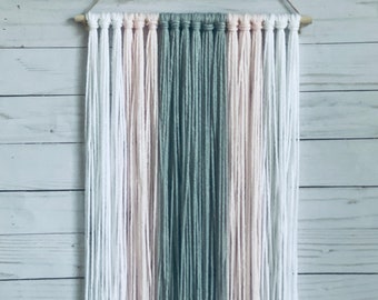 Bow Organizer, Bow Hanger, Bow Storage, Hair Clip Holder, Boho wall hanging, Nursery Decor, White/Soft Pink/Light Gray