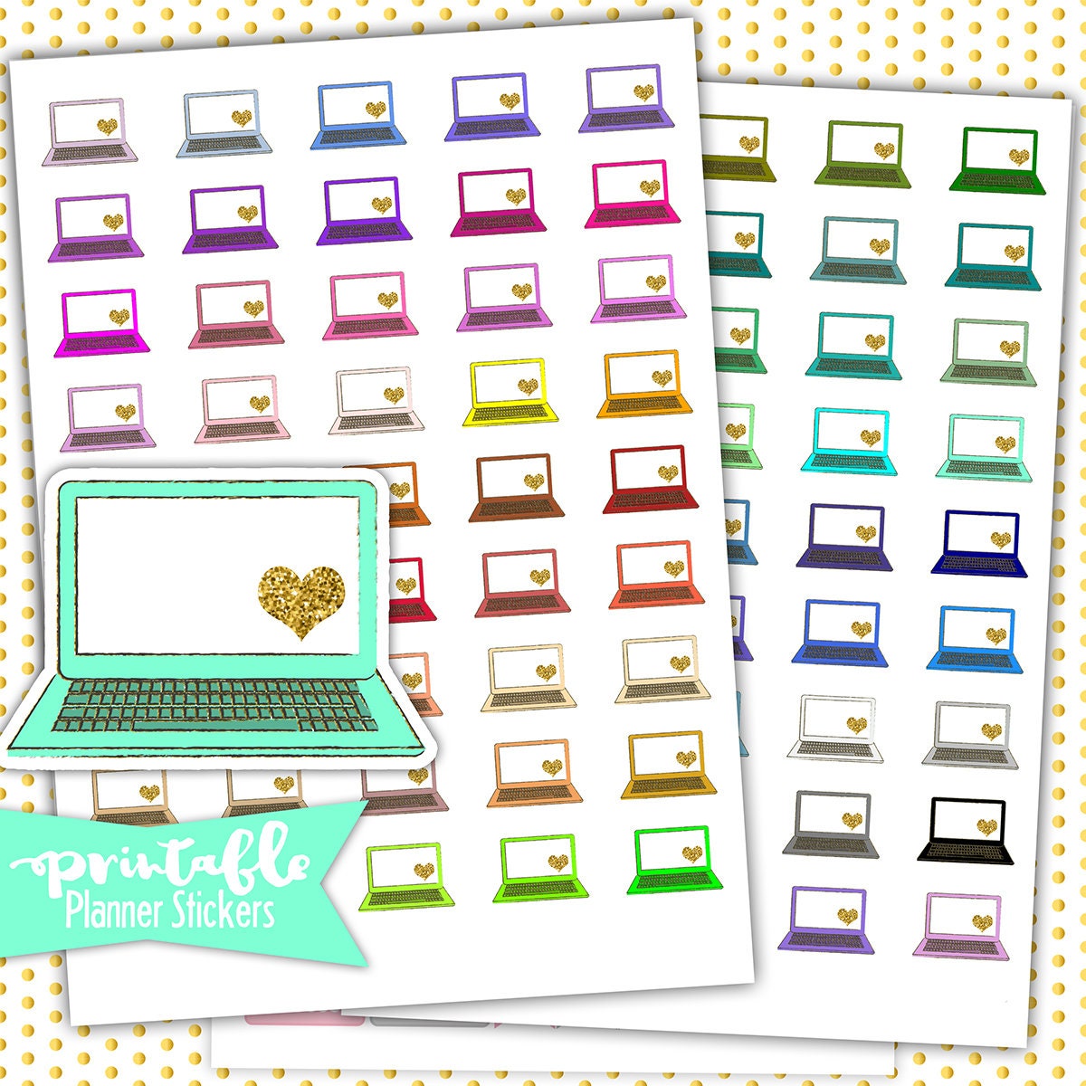 laptop computer printable planner stickers pdf jpg etsy