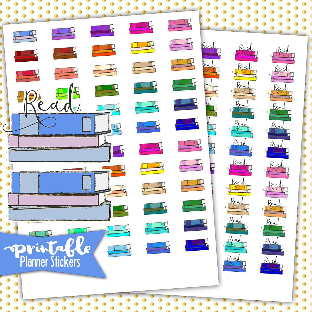 reading book school printable planner stickers pdf jpg etsy