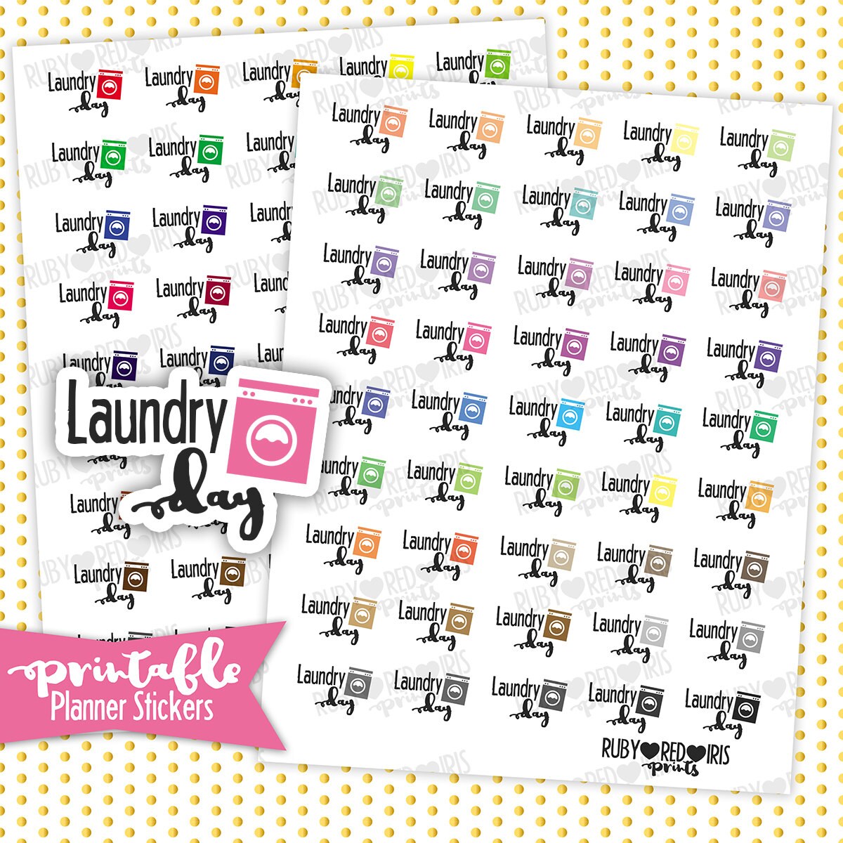 Laundry Day PRINTABLE Planner Stickers Pdf Jpg | Etsy
