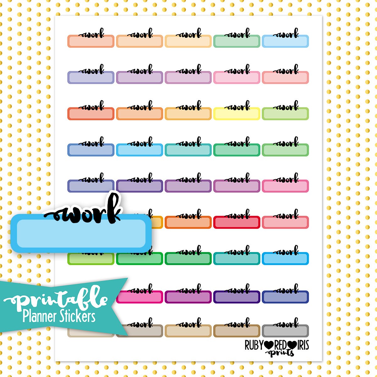 Work Labels PRINTABLE Planner Stickers Pdf Jpg Silhouette | Etsy