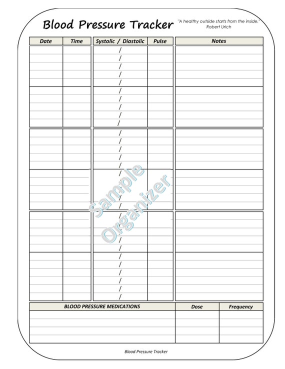 blood pressure tracker printable bp log digital download etsy blood pressure log printable