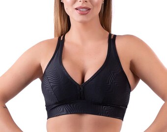 Black Sports Bra Bralette Crop Top Brazilian Workout Activewear