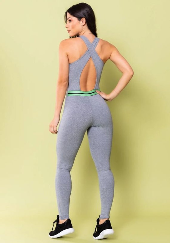 Heather Grey Unitard Bodysuit Catsuit Jumpsuit Brazilian Workout Activewear Etsy