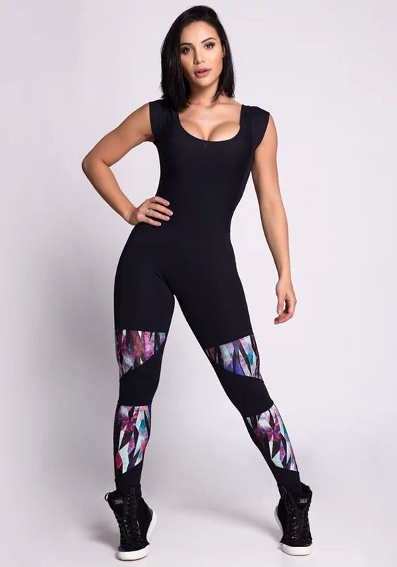 Black Unitard Bodysuit Catsuit Jumpsuit Brazilian Workout Activewear