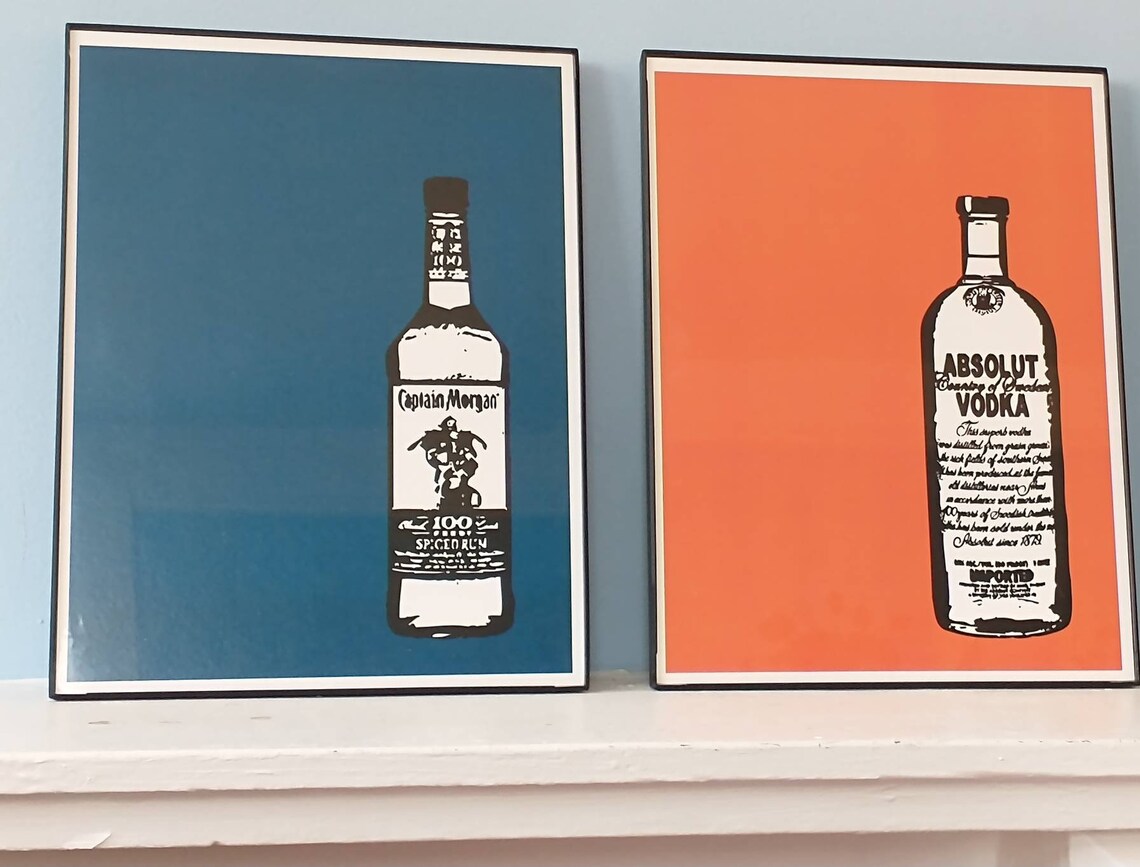 Alcohol Bottles Original Prints Etsy