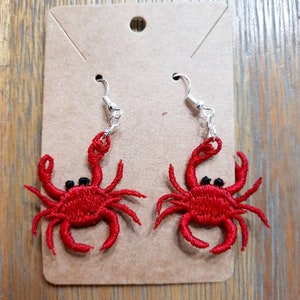 Crab earrings - lace dangle earrings- statement earrings