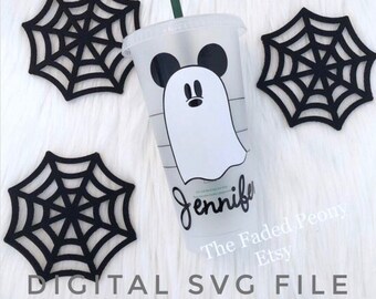 SVG for Cold Cup, Halloween svg, svg Files for Cricut or Silhouette, Mickey Ghost svg, Halloween svg
