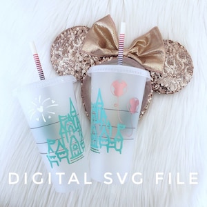 SVG pour tasse réutilisable, svg château, fichiers svg pour Cricut & Silhouette, château de princesse SVG, tasse à café réutilisable