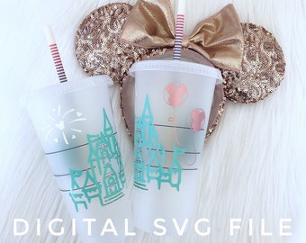 SVG for Reusable Cup, Castle svg, svg Files for Cricut & Silhouette, Princess Castle SVG, reusable coffee cup