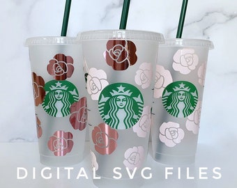 SVG for reusable Cup, Roses Wrap svg, svg Files for Cricut Silhouette, Roses SVG, reusable cup Wrap svg, roses wallpaper svg