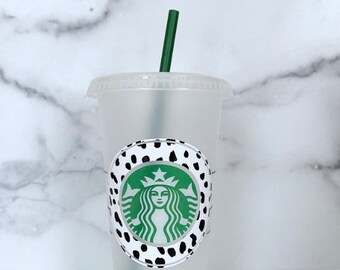 Personalized Starbucks Cup, Starbucks Tumbler, Spotted Starbucks Tumbler, Black and White Starbucks Cup, Coffee Cup