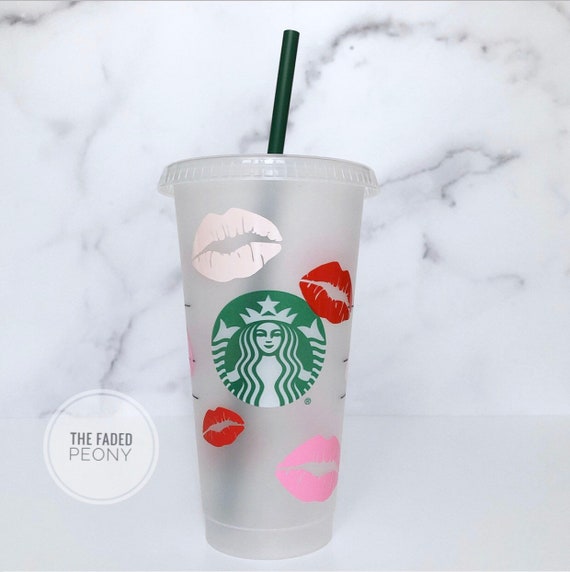 Marble Tumbler with Matte Black Personalized Starbucks Logo Decal