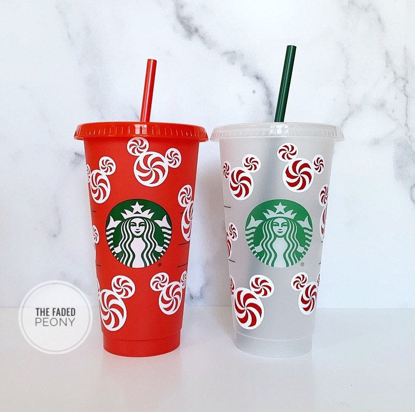 Disney Starbucks Tumbler - Mickey Holiday Candy Cane Straw