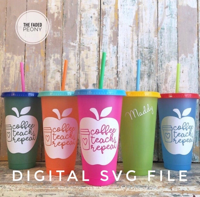 Download SVG para Starbucks Cup Coffee Teach Repeat svg para Cricut ...