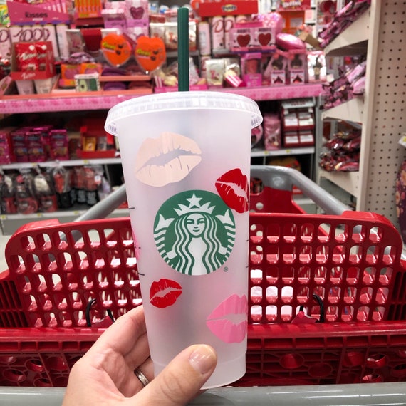 Starbucks Valentines Lips and Hearts Cold Cup Matte Soft Touch 24 oz New  Rare