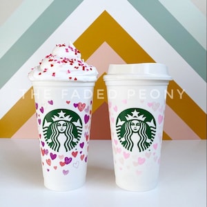 Starbucks Cup, Starbucks Valentine Cup, Starbucks Color Changing Cup, Starbucks Tumbler, Starbucks Hearts Cup, Personalized Starbucks Cup